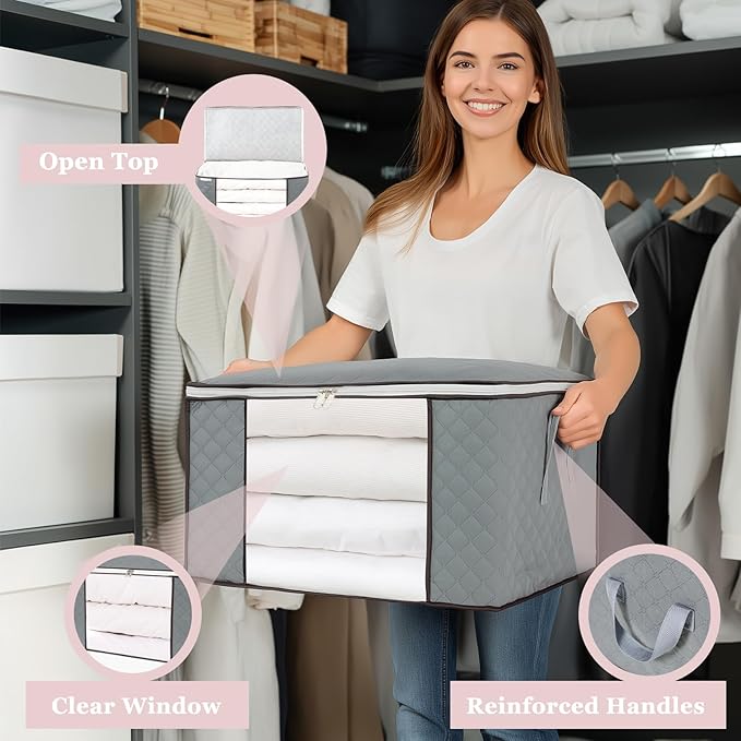 combocube 4 Pack Comforter Storage Bag and 3 Pack Clothes Storage Bins