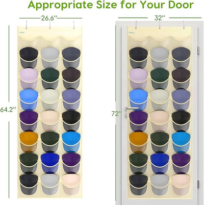 Unjumbly Baseball Hat Rack, 24 Pocket Over-The-Door Hat Organizer with Clear Deep Pockets to Display Baseball Caps Collection