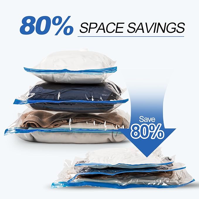 VMstr Vacuum Seal Bags for Clothing Travel, Vacuum Storage Bags with USB Electric Pump, Compression Space Saver for Luggage S