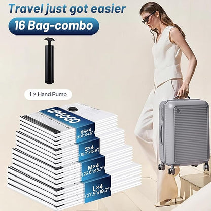 UPGOGO Travel Vacuum Bags for Luggage with Hand Pump,Vacuum Seal Bags for Clothing,Packing Cubes Compression,Cruise Ship and 