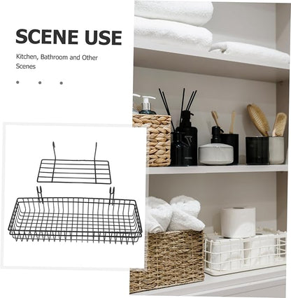 2pcs Metal Wire Wall Mount Baskets Grid Wall Storage Basket for Office Kitchen Bathroom
