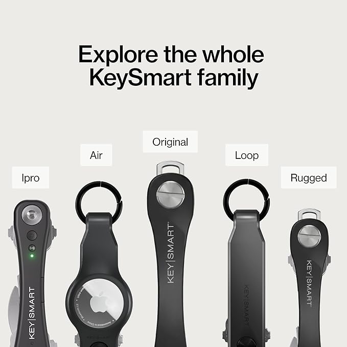 KeySmart Original Key Holder - Compact Key Organizer for Key Chain, Minimalist Clutter-Free EDC Keychains Key Ring, Red, 14 K