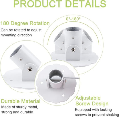 Flower-Shape Shower Curtain Rod Bracket, 2Pcs Telescopic Metal Shower Drape Rod Swivel Flange Curtain Pole Wall-Mount Bracket