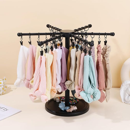 POVETIRE Headband Holder Bow Organizer for Girls, Rotating 360 Hair accessories Organizer Storage Baby Headband Display Stand