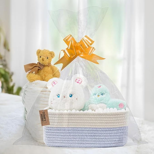 COMFY-HOMI 11.5"x7.5"x4.7" Storage Baskets for Organizing | Cotton Rope Woven Basket | Toy Storage Bin Box | Basket for Shelv