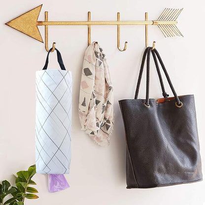 Plastic Bag Holder Sulimy Dispensers Folding Garbage Bags 3pcs Hanging Storage Bag Cotton Linen Fabric Trash bags Holder Organizer Recycling Grocery Pocket Containers with 3 Hooks (Multicolor 2)