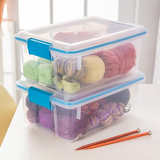 Sterilite 6-Pack Gasket Box, Weather-Resistant Storage Bins with Latching Lids, 12 Quart - Heavy-Duty Organizing Containers f