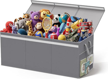 Lewondr 160L Extra Large Toy Storage Organizer with Lid, 40"x16"x16"Collapsible Sturdy Toy box, Toy Chest for Boys Girls, Toy