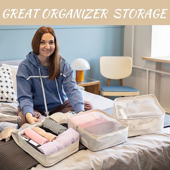 Silkfly 8 Pcs XL Packing Cube for Travel Luggage Organizer Suitcase High Capacity Large Packing Bag Bulk Reusable Mesh Travel