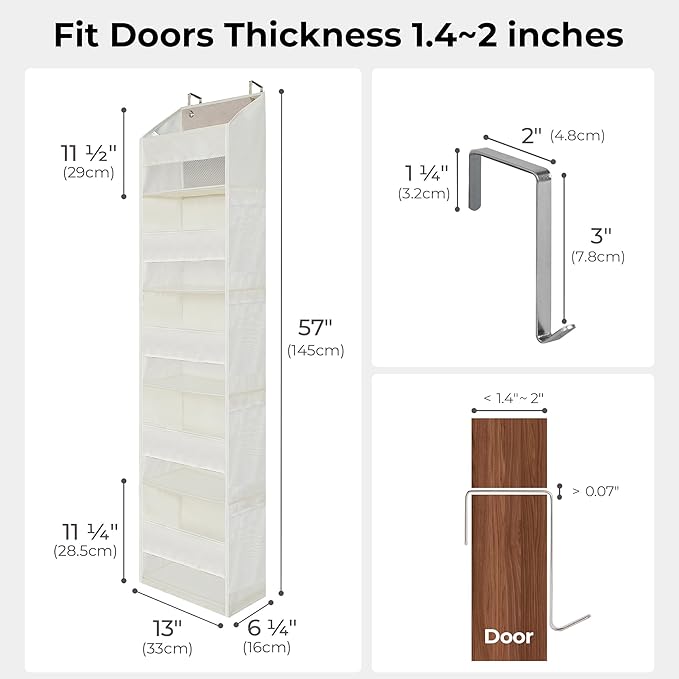 GRANNY SAYS Over the Door Organizer, 5-Shelf Behind the Door Storage with 8 Pockets and Clear Window, Anti Tilt 45lb Large Ca