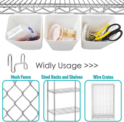 G.CORE Large Grid Wall Bins - 6Pack White Gridwall Accessories Hanging Cups with Back Hooks - Plastic Grid Wall Panels Organi