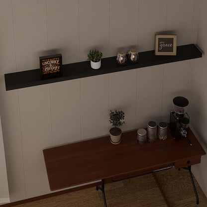 IEO Long Wooden Floating Shelves for Room Wall, Natural Wood Floating Shelves Wall Mounted Kitchen Shelf for Living Room, Bed
