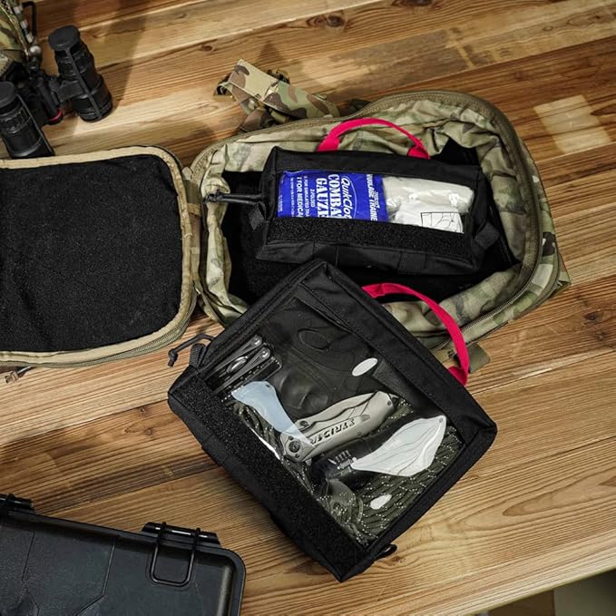KRYDEX Clear Top Insert Bag with Hook Panel Tactical Packing Cube Travel Organizer Bag (Small)