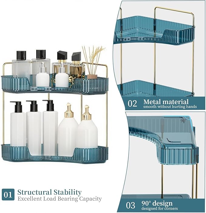 INVSSENE Corner Bathroom Countertop Organizer, Vanity Organizer Trays for Counter, Makeup Organizers, Perfume Tray, Skincare 