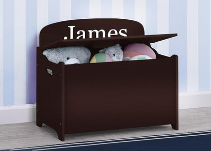Delta Children Personalized MySize Deluxe Toy Box, Dark Chocolate