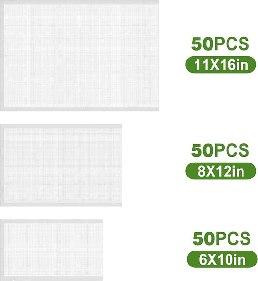 Moretoes 150pcs Vacuum Sealer Bags, Gallon 11" x 16" and Quart 8" x 12" and Pint 6" x 10" Food Saver Bags BPA Free, Pre-cut C
