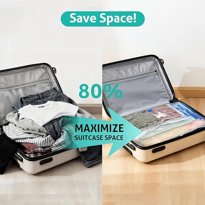 8 Pack Jumbo Travel Vacuum Storage Bags, Portable Vacuum Seal Bags for Clothing Travel with Pump, Space Saver Bag for Luggage