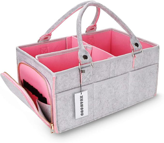 Baby Diaper Caddy Organizer for Girl Boy Large Nursery Storage Bin Basket Portable Holder Tote Bag for Changing Table and Car
