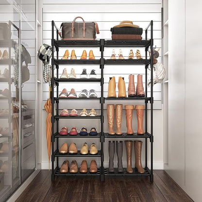 ROJASOP Shoe Rack Organizer, 8-Tier Metal Shoe Rack for Closet Entryway Garage, 26-32 Pairs Tall Shoe Boot Storage Shelf with