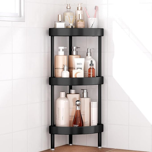 Nieifi Corner Shower Caddy Stand-3 Tier Rustproof Anodized Aluminum Standing Shower Organizer-Shower Caddy Corner-Dual Stabil