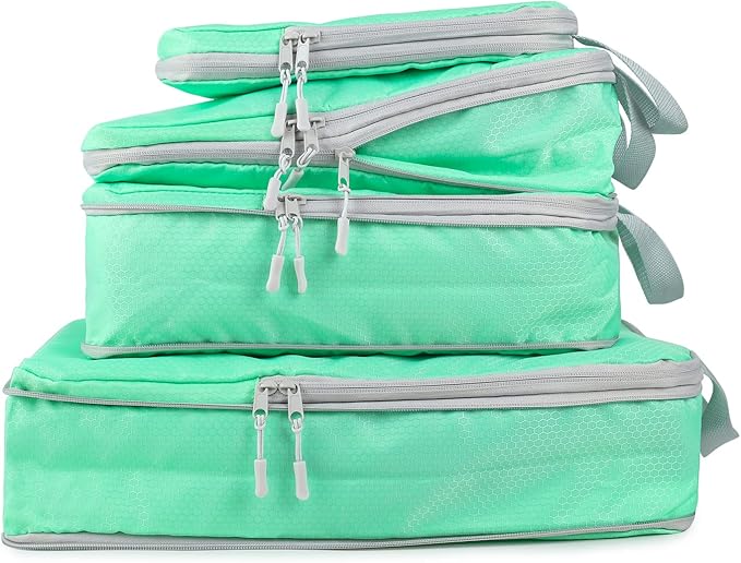 COVAX 4 Set Compression Packing Cubes, Travel Luggage Organizers and Storage Packing Cubes (Green)