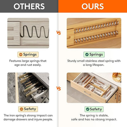 Lifewit 2.4" High 8 Pack Bamboo Drawer Dividers 33-42cm/13-16.5" Adjustable Wooden Drawer Organizer for Clothes/Utensils, Exp
