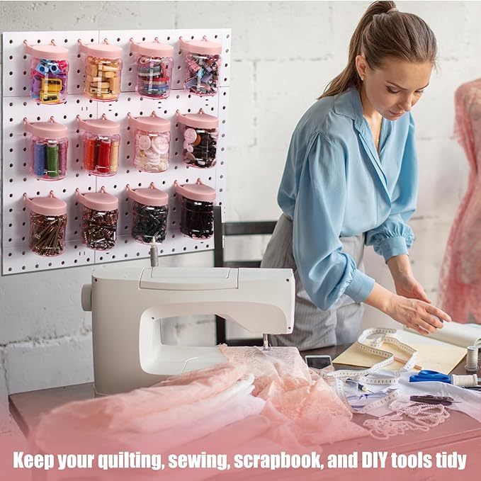 Unittype 20 Set Pegboard Organizer Accessories Peg Boards Jars with Lids Plastic Pegboards Bins Storage Containers Clear Peg 