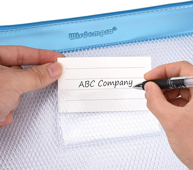 Wisdompro Zipper Pouch, 4 Packs Durable Letter Size Waterproof Mesh File Bag, Document Organizer - Blue/Purple