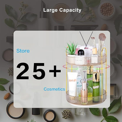 360 Rotating Makeup Organizer - Large Capacity Spinning Perfume & Cosmetic Skincare Holder for Vanity & Countertop (Vibrant O