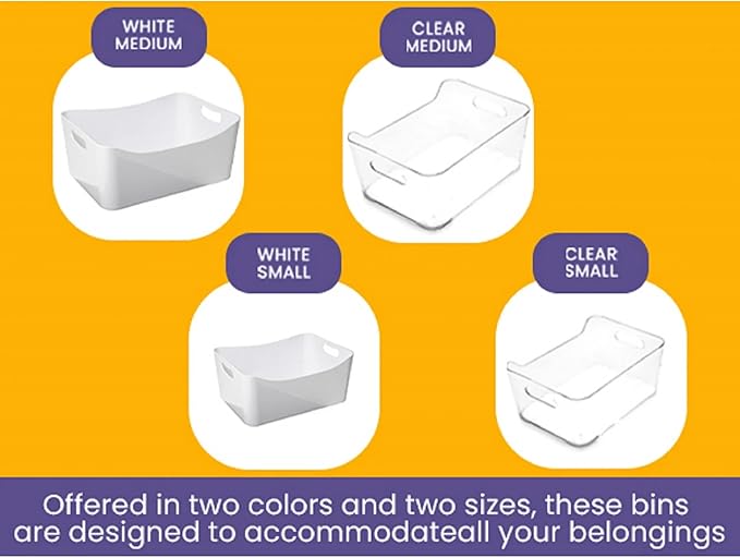 YBM HOME Storage Bins - Open Plastic Organizers and Storage Basket for Kitchen Pantry Organization, Under Sink Bathroom Stora