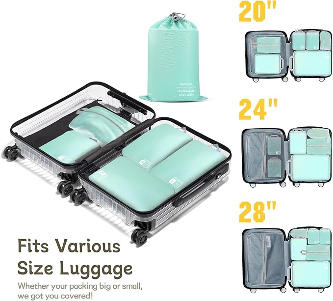 Compression Packing Cubes 6 Set, Dual Zipper Compression Packing Cubes for Travel, Space-Saving Packing Bags for Suitcases, p