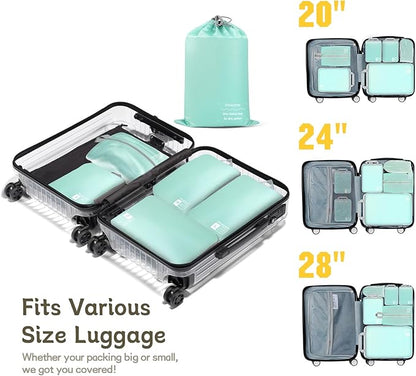 Compression Packing Cubes 6 Set, Dual Zipper Compression Packing Cubes for Travel, Space-Saving Packing Bags for Suitcases, p