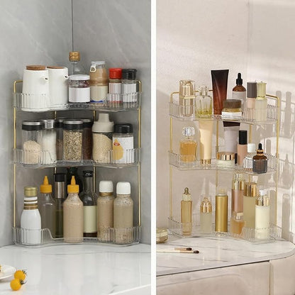 INVSSENE Corner Bathroom Countertop Organizer, Vanity Trays for Counter, Makeup Organizers, Perfume Tray, Kitchen Spice Rack,