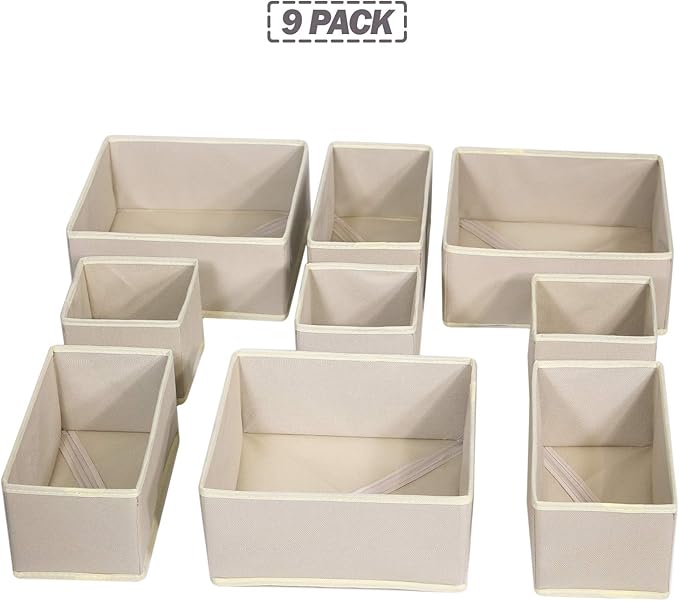 DIOMMELL 9 Pack Foldable Cloth Storage Box Closet Dresser Drawer Organizer Fabric Baskets Bins Containers Divider for Baby Cl