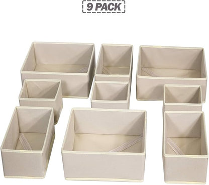 DIOMMELL 9 Pack Foldable Cloth Storage Box Closet Dresser Drawer Organizer Fabric Baskets Bins Containers Divider for Baby Cl