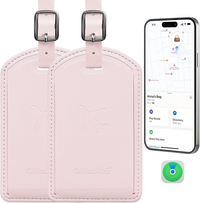 Luggage Tags Built-in Anti-Loss Tracker, Luxury Leather Luggage Tags for Suitcase, Travel Bags, Backpacks, Travel Organizer f