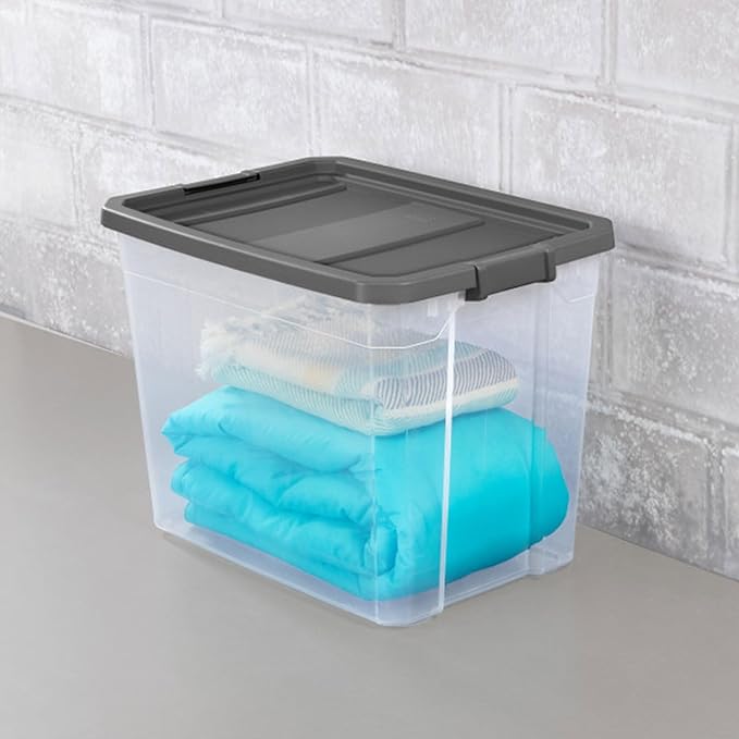 STERILITE 108 QT. Clear Stacker Storage Container Tote with Latching LID 4-Pack 4 X 1