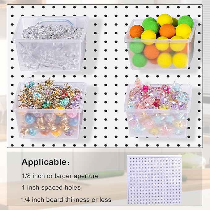 20 PCS Pegboard Cups Pegboard Bins Set, Pegboard Wall Organizer with Hooks and Loops, Pegboard Wall Containers Clear Peg Hook