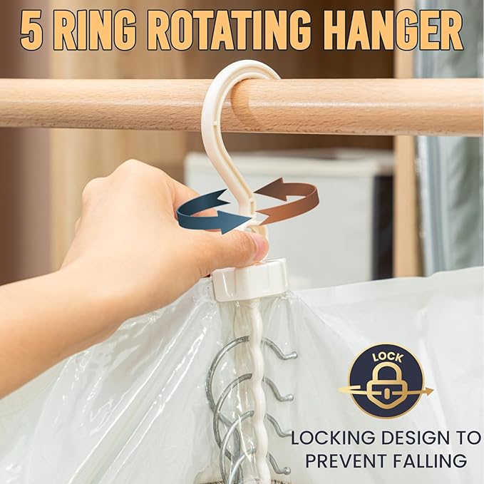 Hanging Vacuum Storage Bags with Electric Pump – 4-Pack Hanging Vacuum Seal Bags for Clothing, Space-Saving Compression Bags 