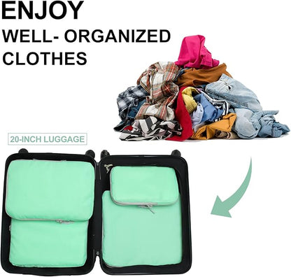 COVAX 4 Set Compression Packing Cubes, Travel Luggage Organizers and Storage Packing Cubes (Green)
