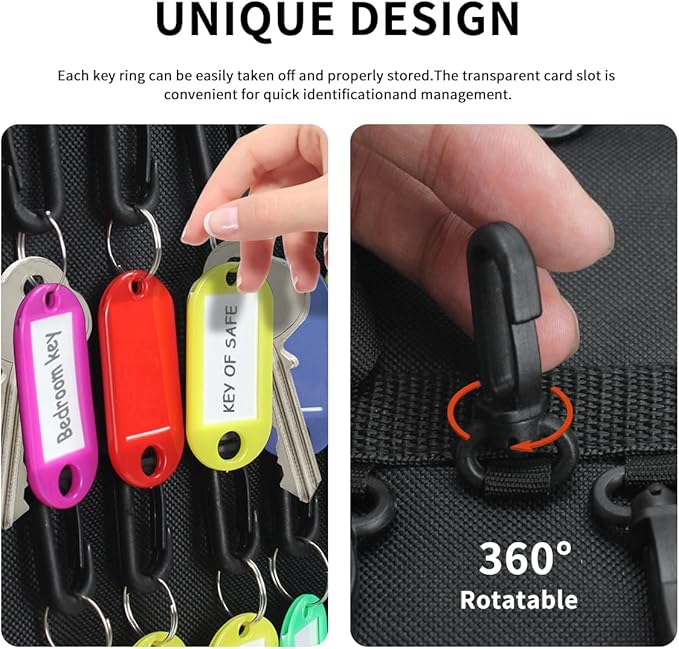 Sdstone Zippered Key Organizer Case Waterproof and Fireproof Key Binder with 60 Hooks and Tags Portable Key Storage, Key Box 