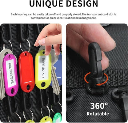 Sdstone Zippered Key Organizer Case Waterproof and Fireproof Key Binder with 60 Hooks and Tags Portable Key Storage, Key Box 