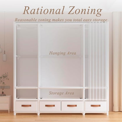 Portable Closet,Portable Closets for Hanging Clothes,Japanese Style Wardrobe with 1 Hanging Rods,2 Storage Shelves,27.5" L x 
