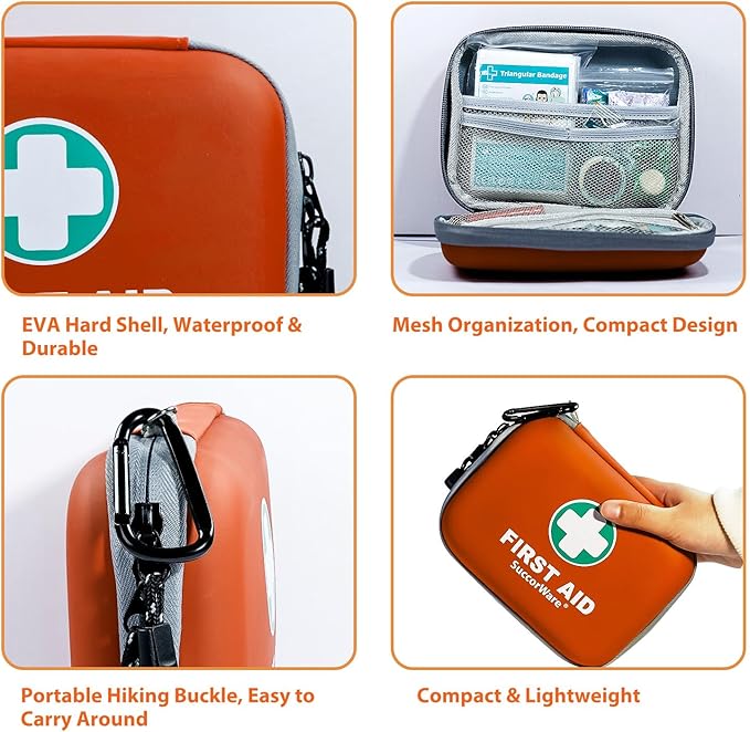 150 Pieces Mini First Aid Kit - Small Medical Kit with Hard Shell - Emergency First Aid Kit for Car, Travel, Home, Outdoor, O