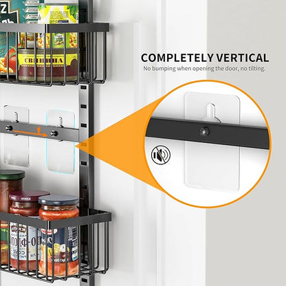 Moforoco 9-Tier Over The Door Pantry Organizer, Pantry Organization and Storage, Black Hanging Basket Wall Spice Rack Seasoni