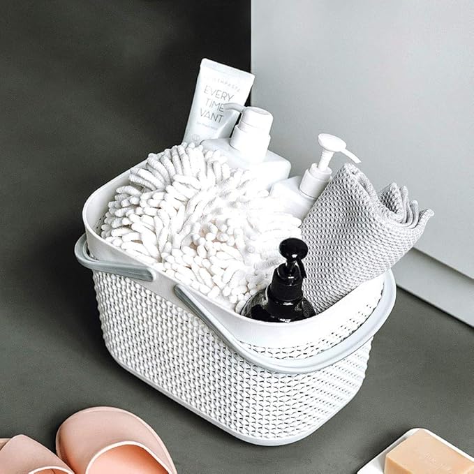 UUJOLY Portable Shower Caddy Basket Tote, Plastic Storage Basket with Handles Organizer Bins for Kitchen Bathroom College Dor
