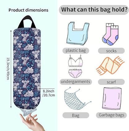 Plastic Bag Holder, Wall Mount Grocery Bag Organizer, Funny Hanging Trash Storage Dispenser for Home Kitchen Cute Blue Koala