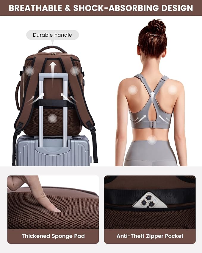 LOVEVOOK Large Travel Backpack for Women, TSA Carry on Backpack for Airplanes, 50L Personal Item Travel Bag for Women fits 17
