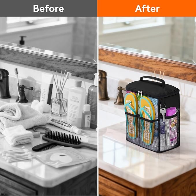 Lifewit Shower Caddy Portable, Toiletry Bag with Handle and 3 Mesh Pockets, Quick Dry Hanging Organizer for Bathroom, Gym, Tr