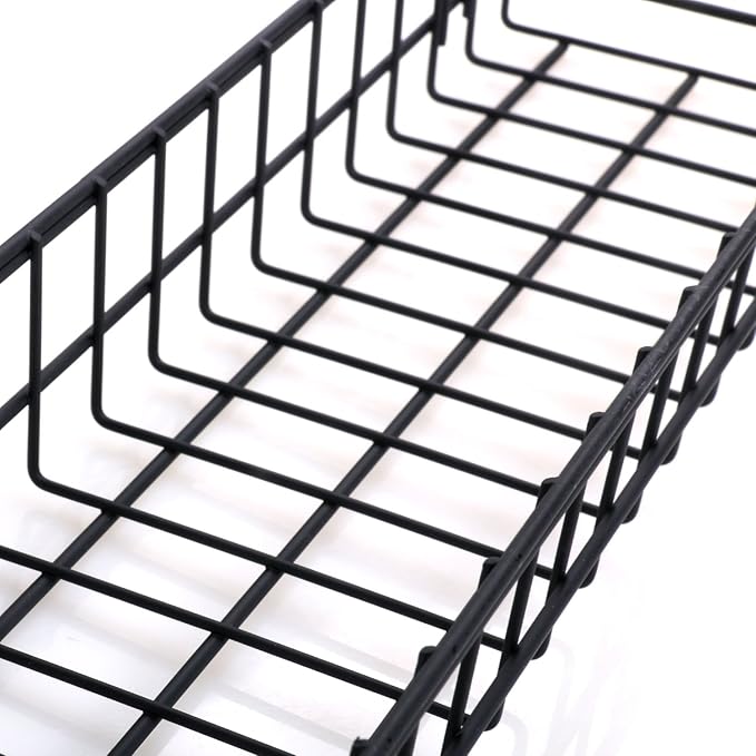 Kaforise Hanging Basket for Wire Wall Grid Panel, Multi-Function Wall Storage and Display Basket, Medium Size, Black Painted